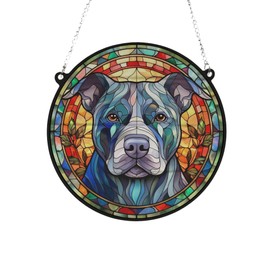 Image Industry Staffordshire Bull Terrier Stained Glass Effect Suncatcher - Garden Gift - Dog Gift - Pet Memorial (13cm)