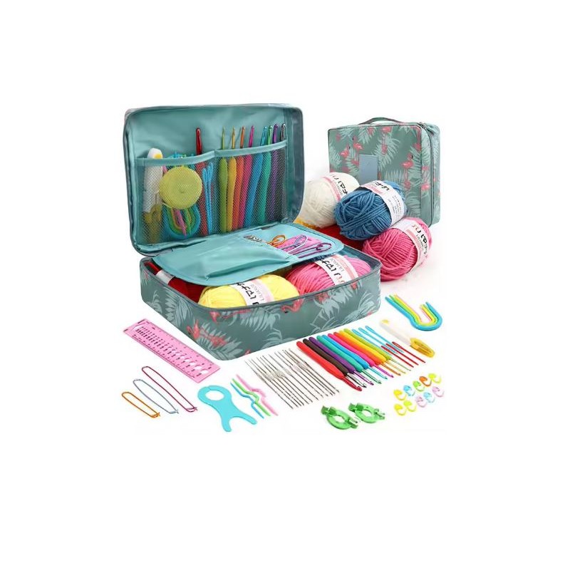 58-Piece Crochet Starter Kit for DIY Yarn Projects – Blue