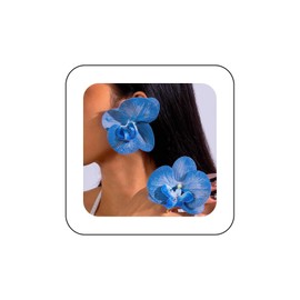 Xduargs Boho Exaggerate Blue Flower Stud Earrings Blue Phalaenopsis Flower Earrings Vintage Oversized Butterfly Orchid Earrings Bridal Floral Petal Flower Earrings Jewelry for Women