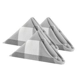 Buffalo Plaid Table Napkins Set of 12 Checkered Cloth Napkins 17x17 inch Washable Dinner Gingham Pattern Napkins Soft Napkins for Wedding Party Dining Banquet(Gray and White)