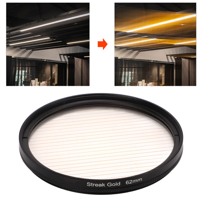 Gold Streak Digital Camera Lens Filter Antiscratch Optical Glass Aluminum