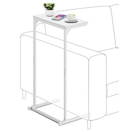 TUTOTAK C Shaped End Table, Small Side Table, 28.7 inch Tall Couch Table, Sofa Table, Living Room, Bed Room, White TB01BW071