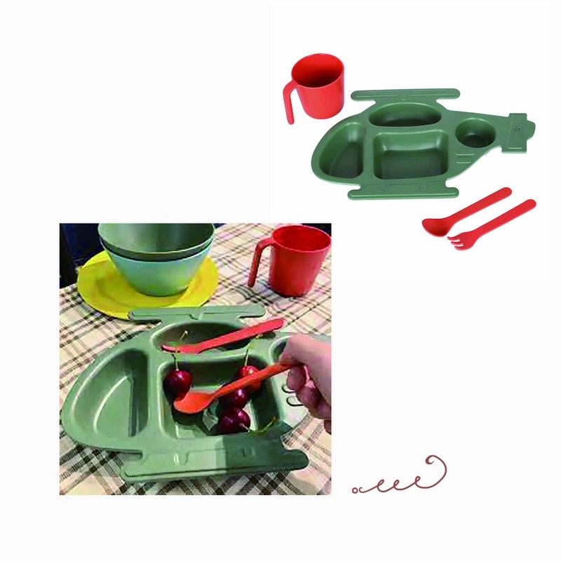 Dulton M&B Kids Plate Set Helicopter K915-1274H Tray: Height 12.5