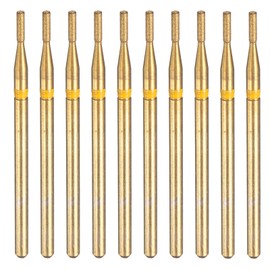 HARFINGTON 10pcs 325-400 Grits Diamond Grinding Bit 1.35mm Cylinder Head 2.35mm Shank 5mm Length Titanium Plated Stone Sanding Drill Bits Rotary Tool for Nails Grinding Polishing