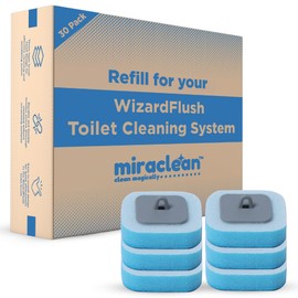 WizardFlush Toilet Brush Head Refill - Disposable Toilet Scrubber Refills - Removes Rust & Hard Water Stains - Toilet Bowl-Cleaner for Bathroom - 30 Disposable Brush Heads