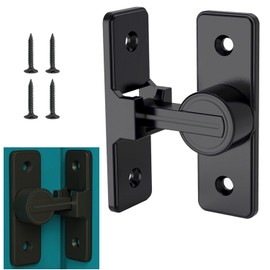 Barn Door Lock Hardware, 90 Degree Heavy Duty Gate Latches Flip Latch Safety Door Bolt Latch Lock, Barn Sliding Door Latch Lock Suitable for Garden, Bathroom, Outdoor, Garage (Black)
