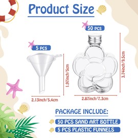 Hsei 50 Pcs Potion Bottles and 5 Small Funnels Round Glass Clear Potion Jars for Liquor Thanksgiving Fall Decoration DIY Art Crafts Gift Sand Art, Without Sand(Flower)