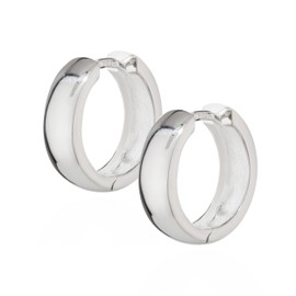 NKlaus Silver Pair Genuine 925 Sterling Silver Folding Hoop Earrings Square Rounded 17 mm 1883, Sterling Silver