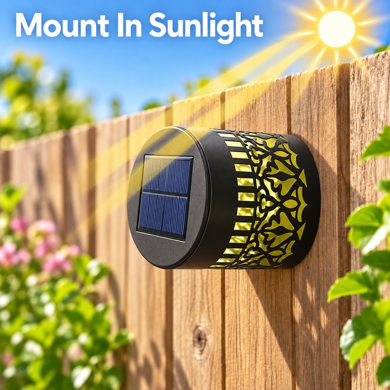 Outdoor Solar Fence Light – IP65 Metal LED Wall Lamp
