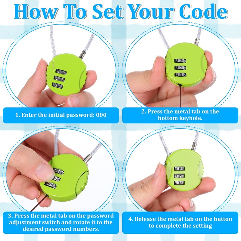 16 Pack Combination Lock, 3 Digit Outdoor Waterproof Code Padlock