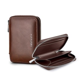 VANNANBA Genuine Leather Zipper Wallet RFID card Leather Wallets for Men