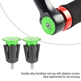 1Pair Bar End Plugs, Aluminum Alloy Bike Grips Bar End Caps Plug for Mountain Bike Road Bicycle Handlebar(Green)