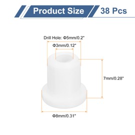 uxcell 38Pcs Rubber Grommets 5mm Drill Hole, 3mm ID Hole Top Hat Grommet White Silicone Rubber Hole Plug Gasket for Wiring, Automotive