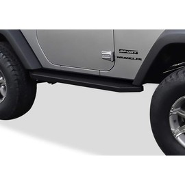 APS Black Running Boards Style Compatible with Jeep Wrangler JK 2007-2018 2-Door (Factory Sidesteps or Rock Rails Have to Be Removed) (Nerf Bars Side Steps) 6in Wide Aluminum