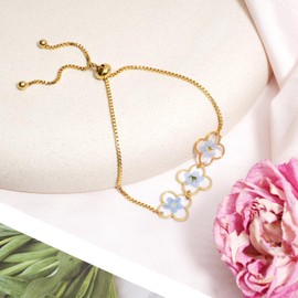 Yowivon Gold-Plated Bracelets for Women, Dainty Adjustable Bolo Bracelets, Tennis Bead Bracelet, Tarnish-Free Gold-Plated Fashion Jewellery, Gifts for Her, Stainless Steel