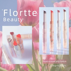 Flortte Jelly Lipstick, Florette Chinese Makeup, Nice to Meet Chu First Kiss Heart Shaped Lipstick Lip Pen, Watery Mirror Clear Nourishing Lip Jelly Makeup, Non-Sticky Plumping Lips (03#)