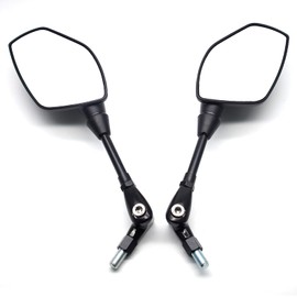 MZS Motorcycle Mirrors, Foldable 10mm 8mm Motorbike Handlebar Mirrors, Hawk-Eye Rear View Side Mirror Accessories Black Universal fit for Street Adventure Bike Electric Ebike Scooter ATV Quad