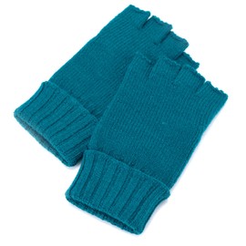 BYOS Unisex Winter Solid Fingerless Knit Gloves Ribbed Cuff, Jg730-teal, One Size