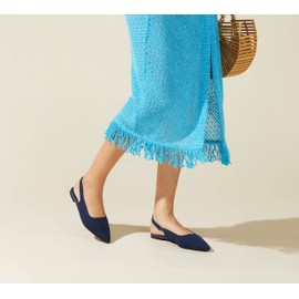 Arromic Slingback Flats for Women Pointed Toe Ballet Flats Shoes Women Dressy Comfortable Slip On Knit Flat Blue