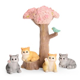 Miniature Cat Figurines Statue: 5 Pcs Mini Cat Figurines Set Cat Lover Gifts, Tiny Cat Ornaments Cute Office Desk Decor for Women, Kawaii Desk Decor Accessories Cat Gift for Cat Lovers (Multicolor)