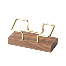 Leicraft Business Card Holder for Desk, Modern Card Organizers and Office Desk Accessories for Men and Women (Walnut Golden)