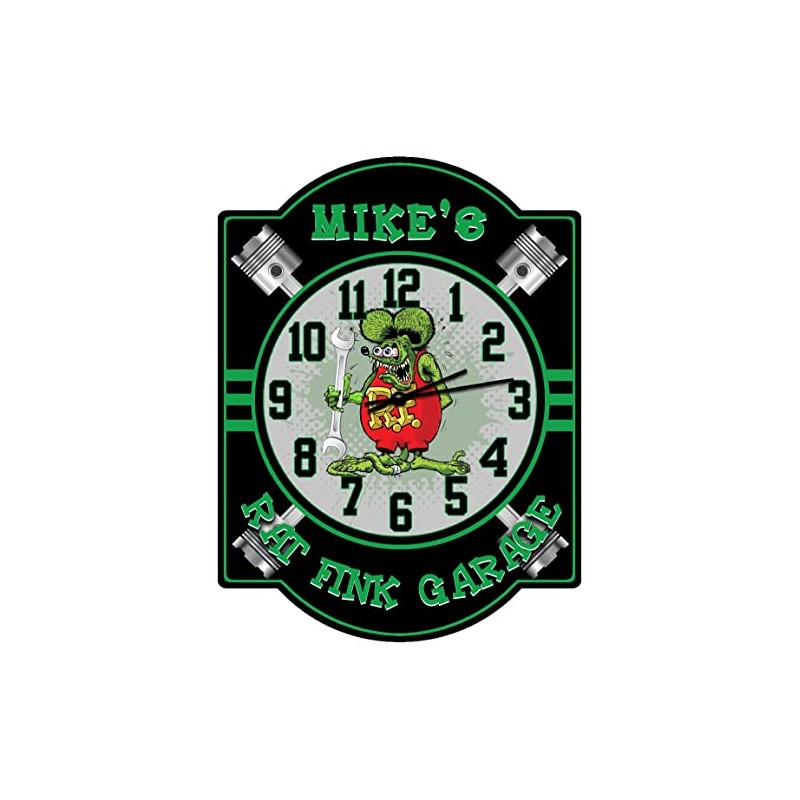 Decorative Concepts Rat Fink Green Garage Wall Clock Sign -