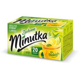 Minutka® Grüner Tee mit Zitrone und Limette 20 Teebeutel - 1 Box - 1 x 26g - Green Tea with Lemon and Lime - Hochwertige Mischung Teesorten - Grünteebeutel Express Cay - Vegan Glutenfrei