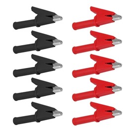 AEDIKO 10pcs Full Insulated Alligator Clips Crocodile Clips with 4 mm Socket Banana Jack Copper Test Clamp Wire Clip 30A for Electric Testing