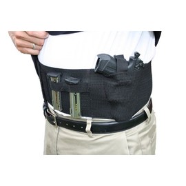 AlphaHolster Belly Band Gun Holster wtih Dual Magazine Pouch. Cross Draw - Right or Left Hand - Any Gun - Any Clothing (Beige, X-Large)