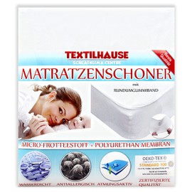 TEXTILHAUSE - Mattress protector 90 x 200 cm waterproof | with all-round elastic band | mattress topper 90 x 200 cm | breathable mattress cover 90 x 200 cm | incontinence pad | moisture protection |