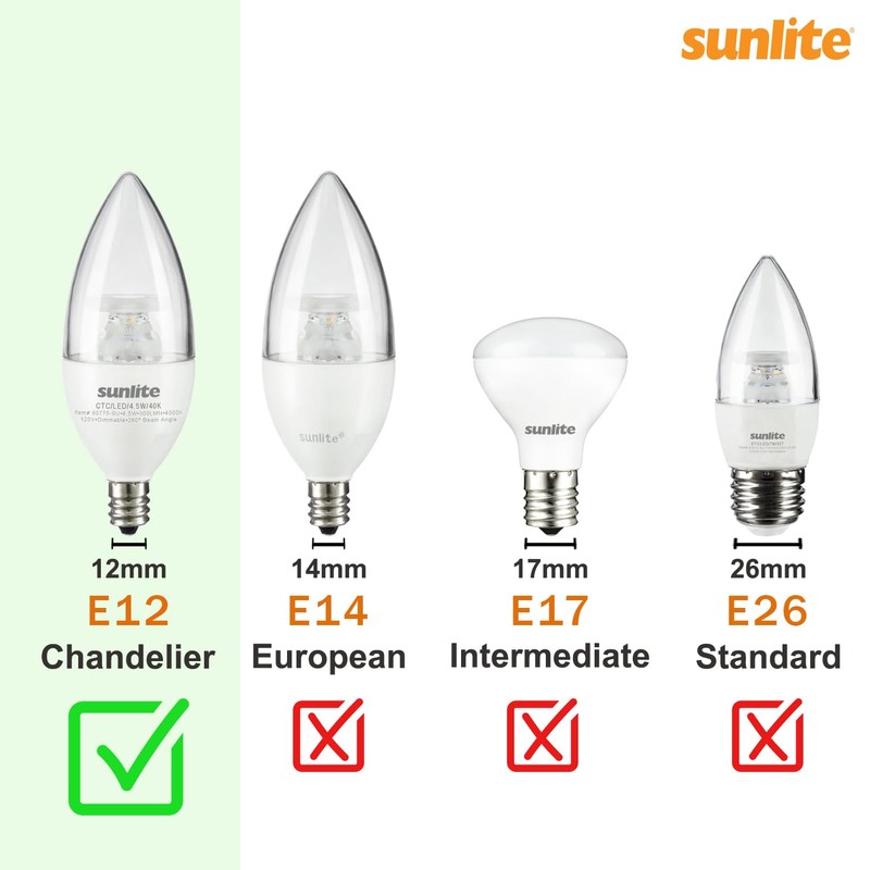 Sunlite LED B13 Decorative Chandelier Light Bulb, 7 Watts (60W=),
