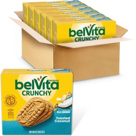 belVita Toasted Coconut Breakfast Biscuits, 30 Total Packs, 6 Boxes (4 Biscuits Per Pack)