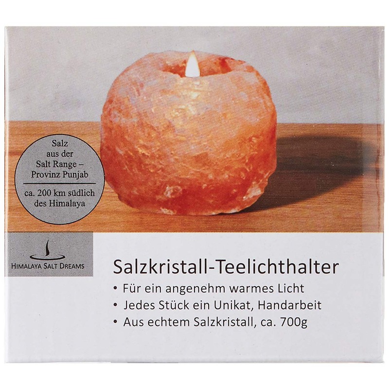 HIMALAYA SALT DREAMS Teelichthalter Rock, Kristallsalz aus Punjab/Pakistan, Orange, ca.