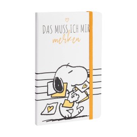United Labels Peanuts Snoopy - Das muss ich mir merken Hardcover Notizbuch liniert 80 Blatt mit Gummiband Weiß 13 x 21 cm