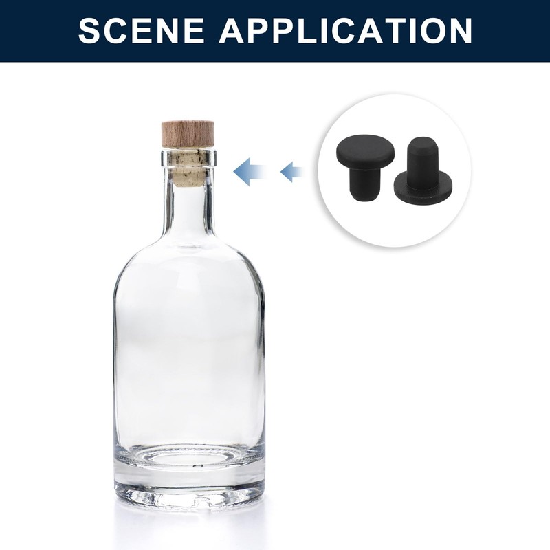 sourcing map 16 Pieces Black Rubber Stopper, 4.8mm Plug Holes