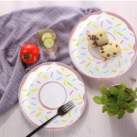 Donut Party Supplies Donut Girls Birthday Plates and Napkin Sets for Baby Shower Grow Up Themed Parties Sprinkle Decorations Tea Party,Serves 25