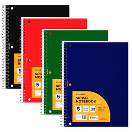 5 Subject Notebook College Ruled, Spiral Notebook, College Ruled Spiral Notebook, 5 Subject Notebook, Notebooks Bulk, 150 Sheets (4, 5 Subject)