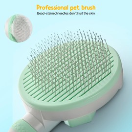 3PCS Grooming Kit: Self-Cleaning Slicker Brush, Nail Clipper & File for Indoor Cats and Dogs (Pink)