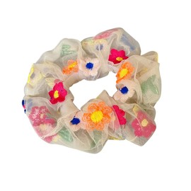 Baluue 5pcs Embroidered Floral Elastic Hair Bands Ponytail Holders for Women Durable Scrunchies for Daily Wear and Special Occasions Hair Accessories for Costume Parties and Stage