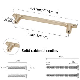 POVEFONK 10 Pack 5 inch(128mm) Champagne Bronze Kitchen Cabinet Handles Cabinet Pulls Drawer Pulls Kitchen Cabinet Hardware Kitchen Handles Drawer Pulls Dresser Handles