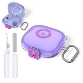 [Secure Lock] for Beats Powerbeats Pro 2 Case, NIMUW Soft Clear TPU Shockproof Protective Case Cover for Beats Powerbeats Pro 2 Accessories with Cleaning Kit & Keychain (Clear Purple)