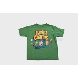 Lucky Charms Youth Boys Leprechaun Mascot Green Cereal Shirt NWT Medium (8)