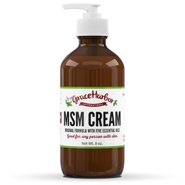 Grace Harbor MSM Cream – Original – Daily Skin, Muscle and Joint Rub with Goat Milk, Essential Oils & MSM – Neck, Back, Shoulder, Elbow, Knee, Hand and Foot Therapy – 8 oz