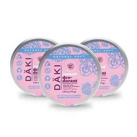 Däki Natural | Desodorante en Crema Natural Soft (Pack de 3) 75g | Protección Suave sin Aluminio | Aroma de Geranio | Envase Reutilizable de Aluminio