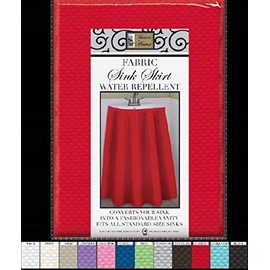 Better Home Mosaic Fabric Sink Skirt, Self Stick, Water Repellent, Cherry Red