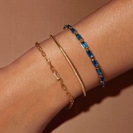 KissYan Tennis Bracelet for Women, 14K Gold Plated Cubic Zirconia Adjustable Slider Bracelets Trendy Jewelry Gift, Adjustable, Gold Plated Copper Cubic Zirconia, Cubic Zirconia