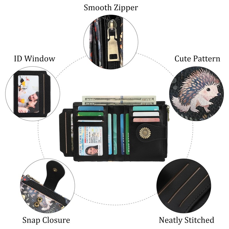 SENDEFN Small Wallet Women RFID Blocking Bifold Card Holder Compact