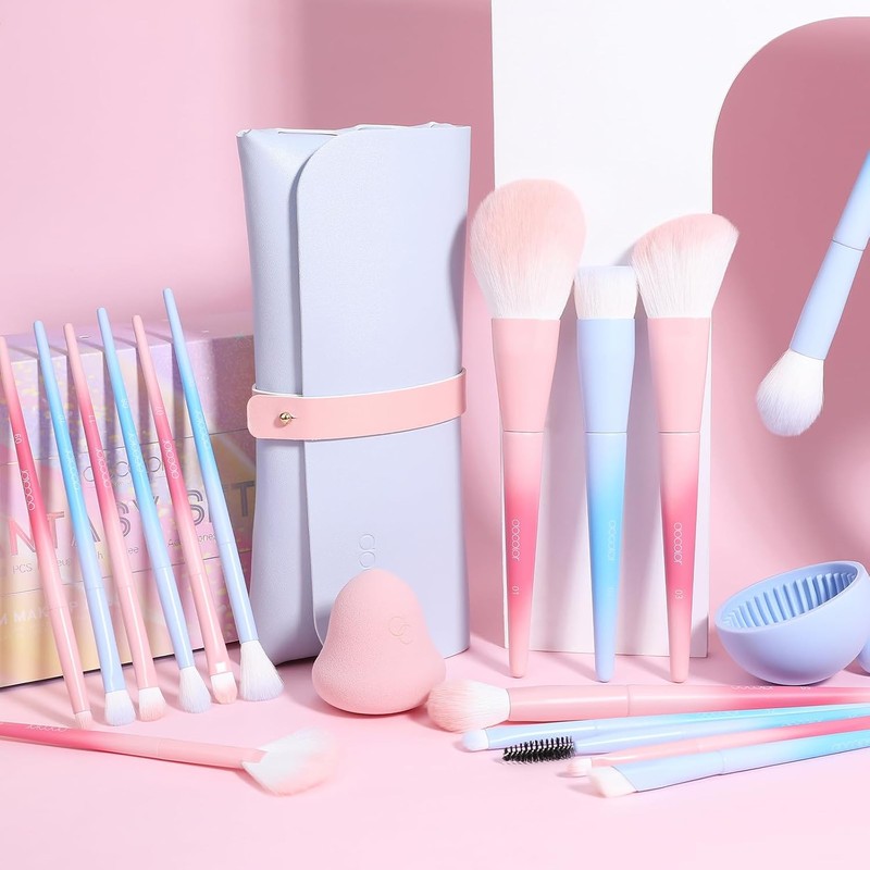docolor Set de Brochas de Maquillaje 16 Piezas con Bolsa,