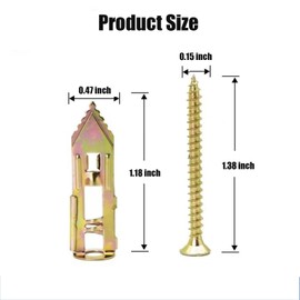 30 PCS Self Drilling Drywall Anchors, Dry Wall Anchors, and Screws for Drywall, Used On Drywall, Plaster Board, Sheetrock, and Hollow Wall (0.47x1.18'' Self Drilling Anchors and 0.15 x1.38'' Screws)