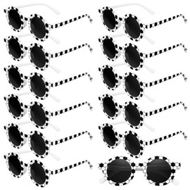 Relaxweex 16 Pair Soccer Sunglasses Soccer Team Gifts Party Favors Birthday Accessories White Frame Black Checker Sunglasses Bulk Party Gifts Goody Bag Fillers for Teens Sport